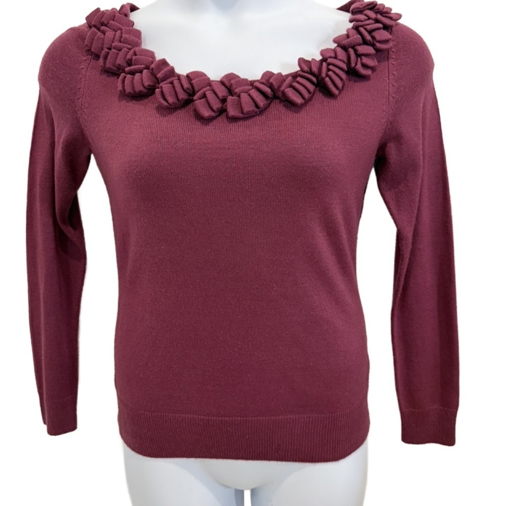 Elegant magenta Sweater with Floral Detailing by New York & Company. Medium